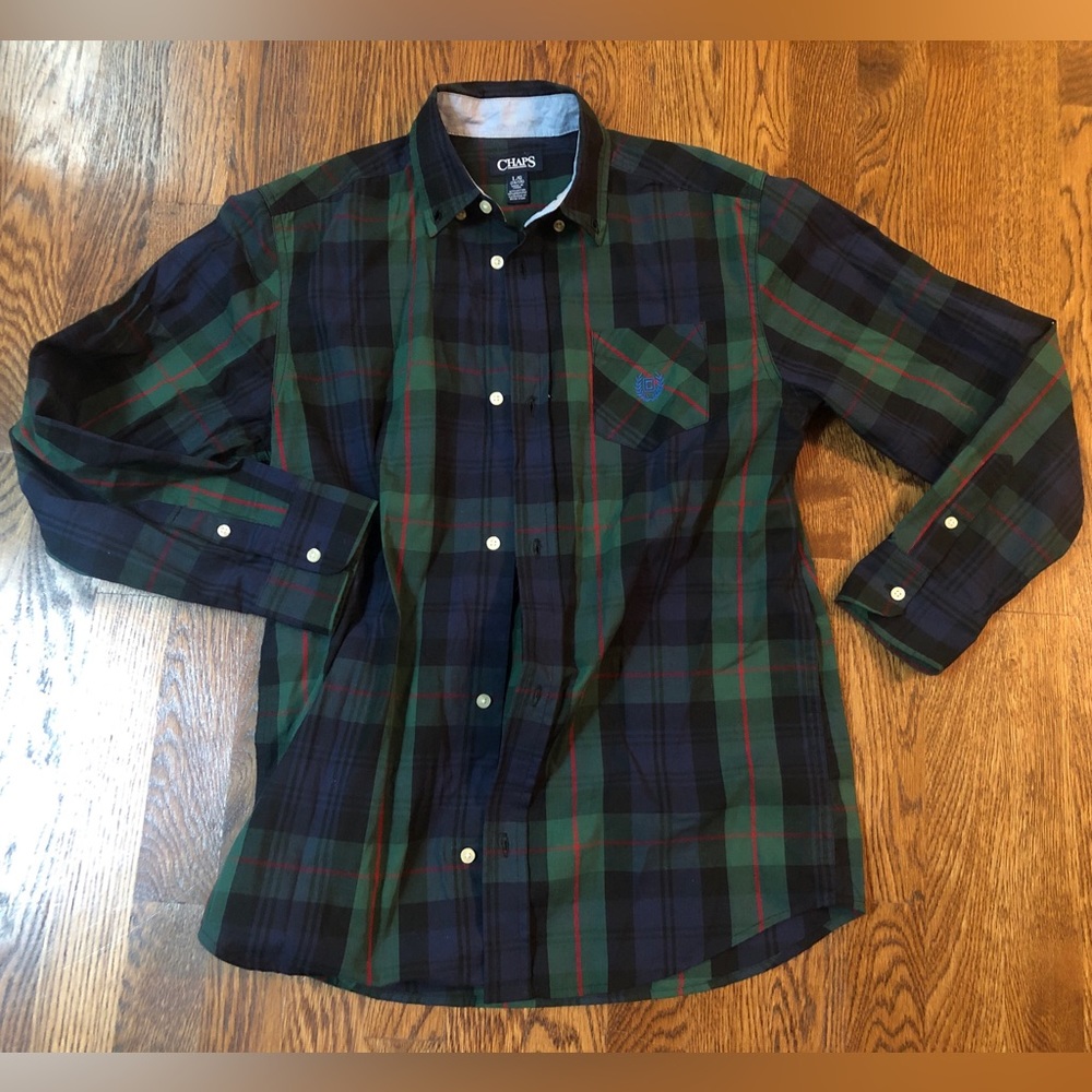 Boys Plaid Chaps Dress Shirt